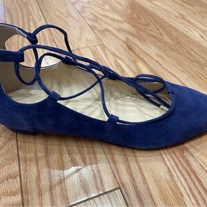 Ivanka Trump brand new, in box  deep royal blue lace up flats with zipper back.